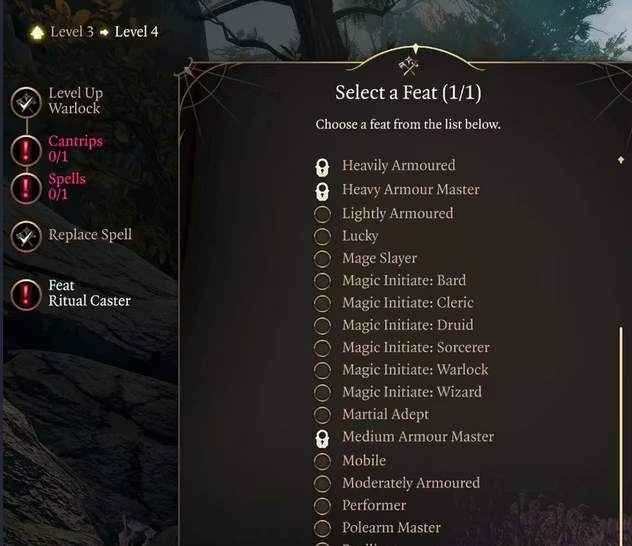 每级获得专长 – 咒法师 (Feat Every Level – Warlock)