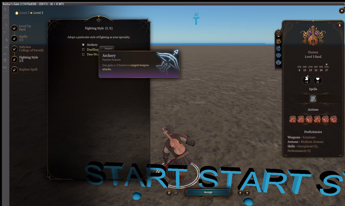 适用于剑士吟游诗人的弓箭战斗风格 (Archery Fighting Style for Swords Bard)