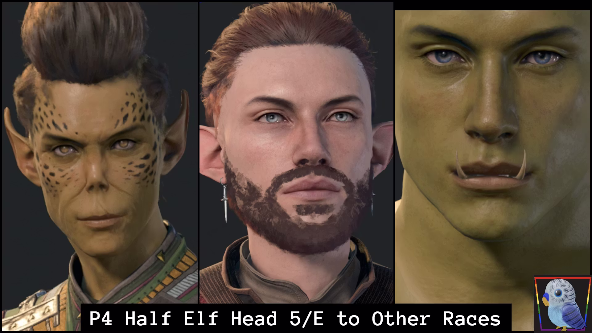 雄性半精灵头5/E移植到其他种族 (Masc Half Elf Head 5/E to Other Races)