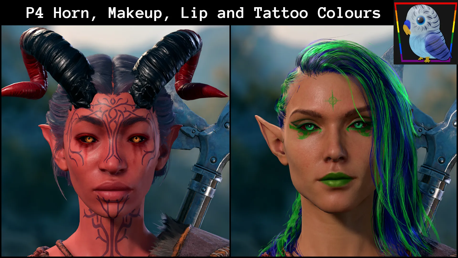 P4 角色配件颜色扩展 (P4 Horn, Makeup, Lip and Tattoo Colours)