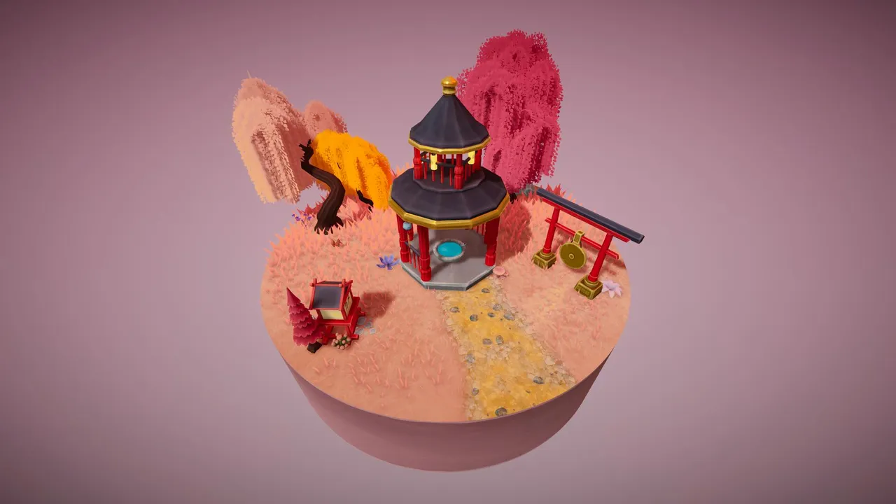 宁静岛屿上的田园风光