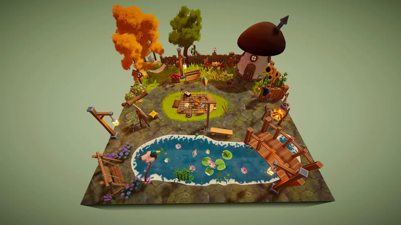 小清新花园里的藤编篮子